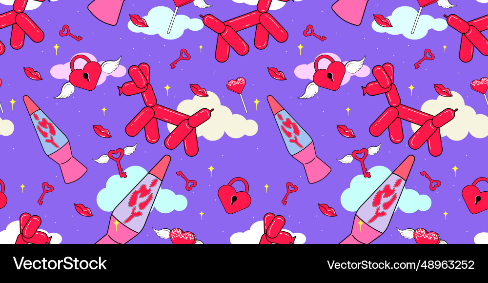 Seamless pattern with y2k style elements bright Vector Image