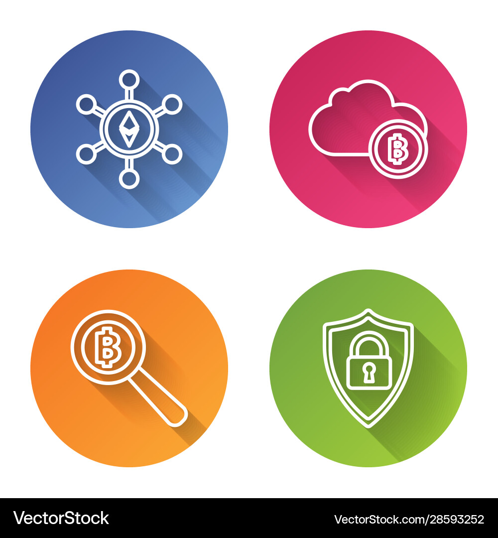 Set line blockchain technology ethereum eth Set line blockchain technology ethereum eth vector image