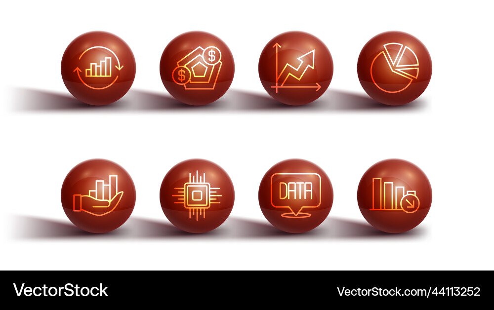 Set line pie chart infographic data analysis Vector Image