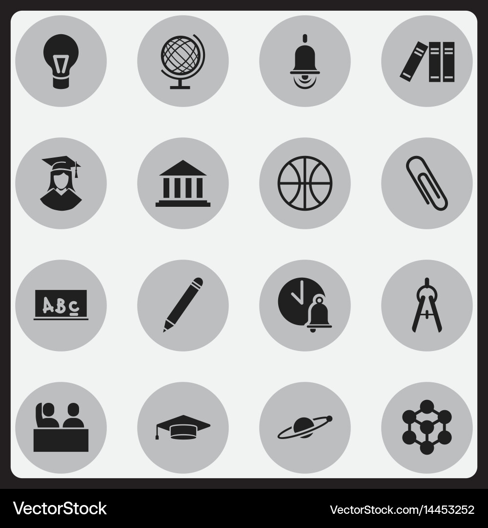 Set of 16 editable university icons includes Vector Image
