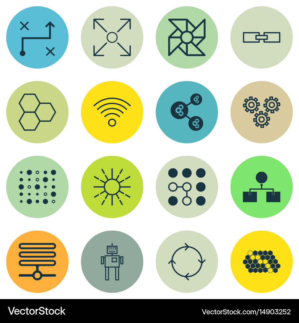 Set of 16 robotics icons includes information Vector Image