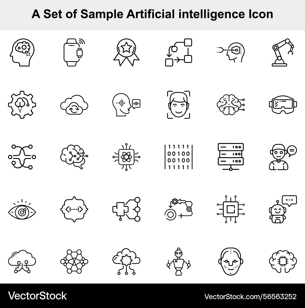 Set of artificial intelligence sample icons Set of artificial intelligence sample icons vector image