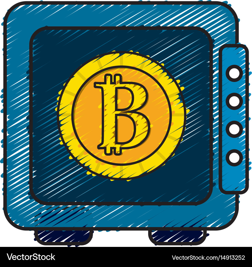 Strongbox open with bitcoin currency inside vector image