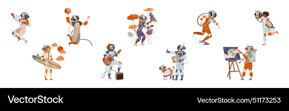 Astronaut and cosmonaut character in spacesuit Astronaut and cosmonaut character in spacesuit vector image