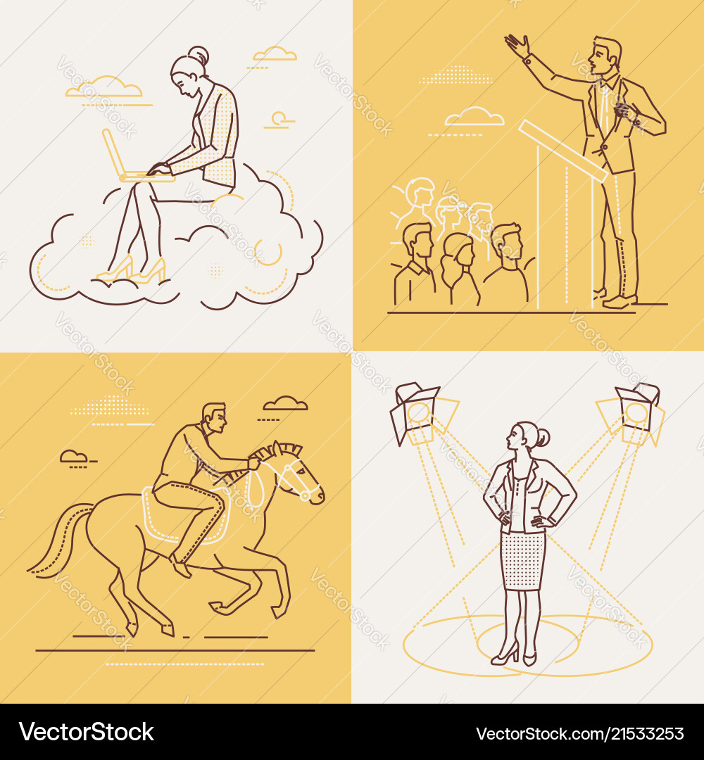 Business concepts - set of line design style Business concepts - set of line design style vector image