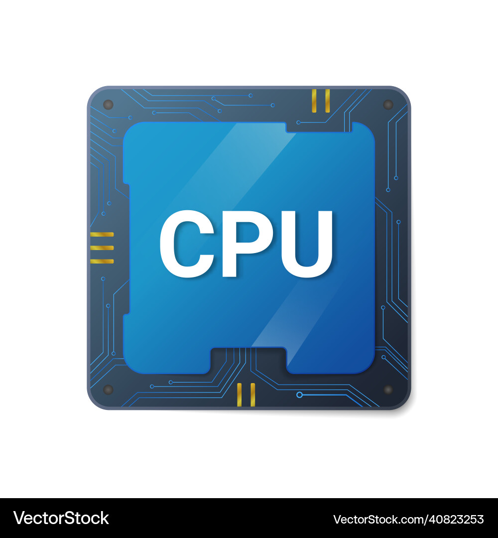 Central cpu processor microprocessor blue chip Central cpu processor microprocessor blue chip vector image