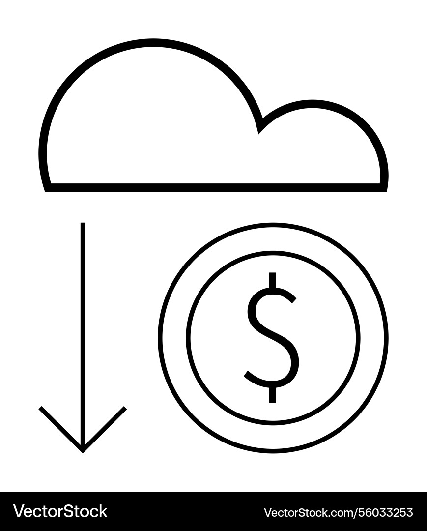 Cloud computing concept with a dollar coin Vector Image