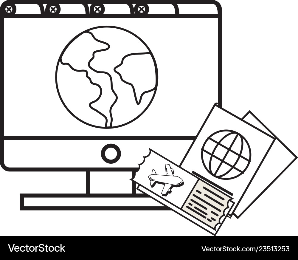 Computer and globe Vector Image