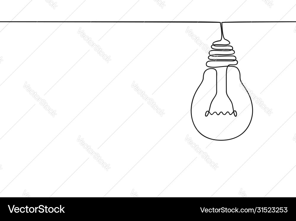 Continuous one line drawing hanging light bulb Vector Image