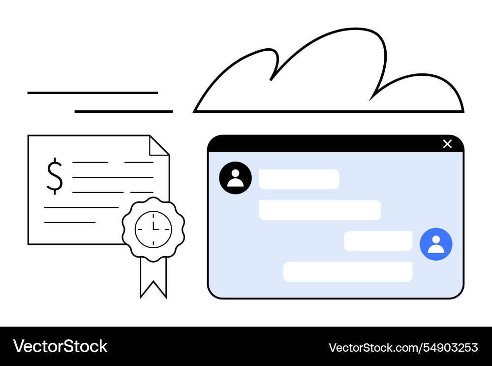 Digital collaboration and cloud-based document Digital collaboration and cloud-based document vector image
