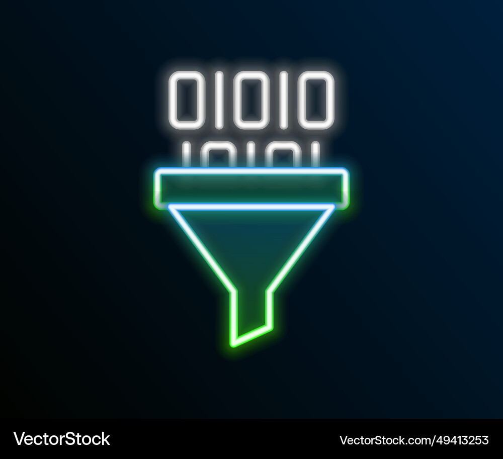 Glowing neon line binary code icon isolated Glowing neon line binary code icon isolated vector image