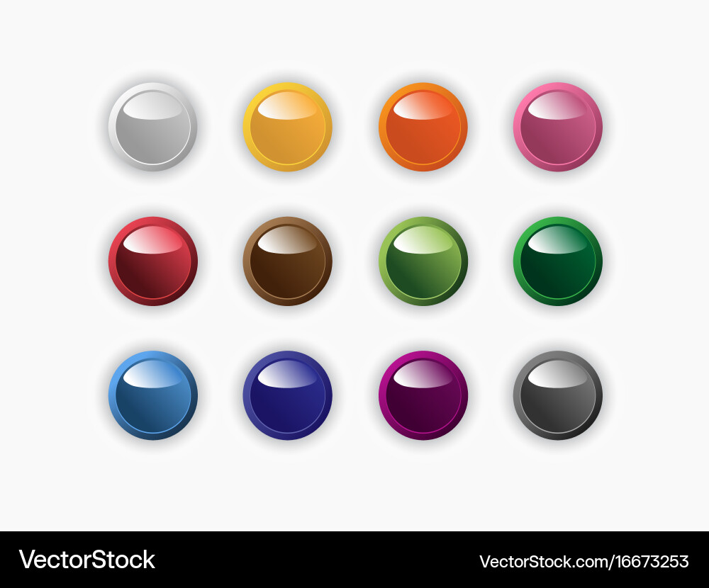 Group of round buttons different colors Vector Image