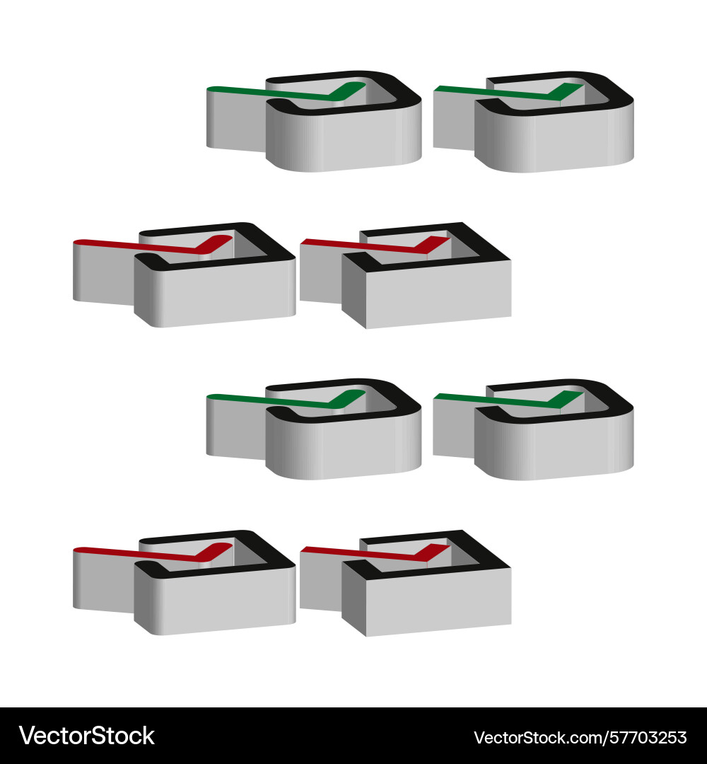 Kontrollkästchen dreidimensionale Icons rot Kontrollkästchen dreidimensionale Icons rot vektorbild
