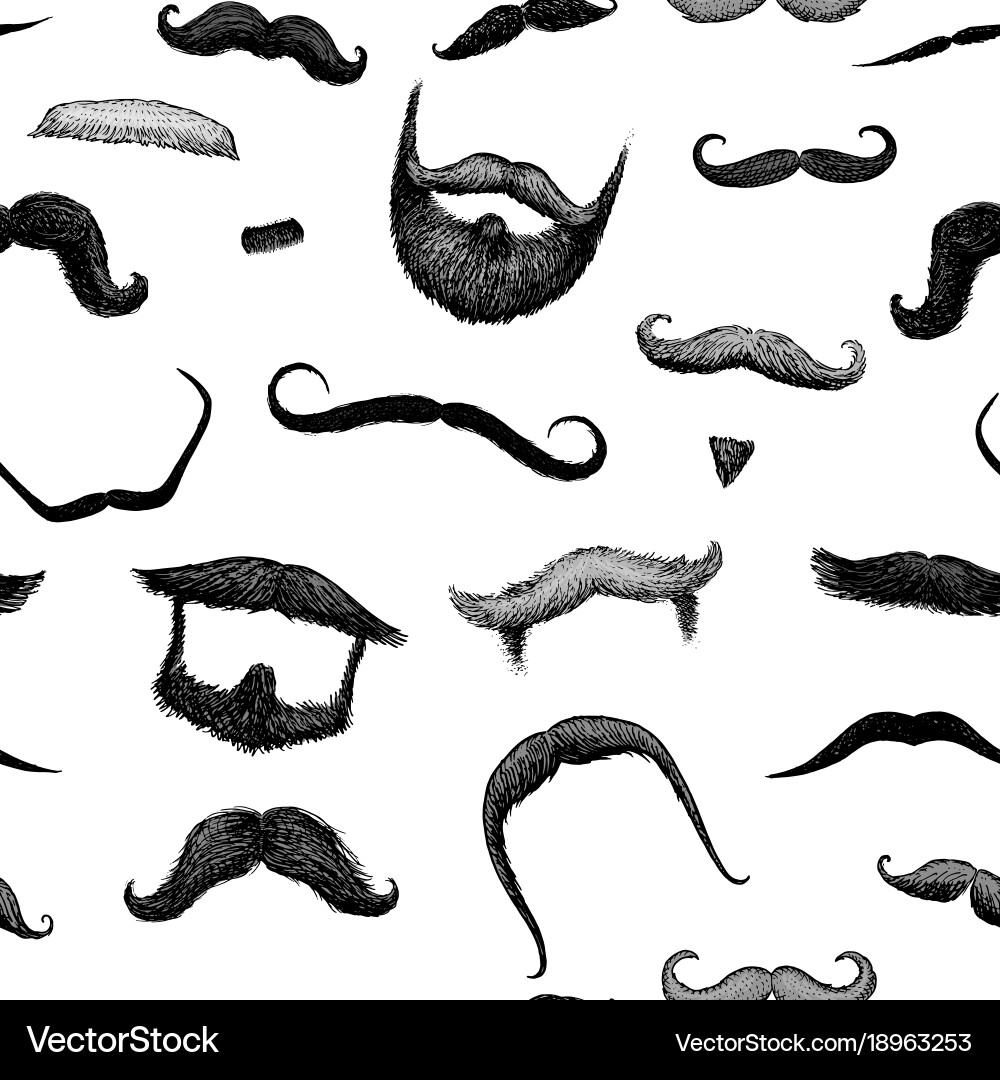 Moustache Seamless Pattern Vector Image