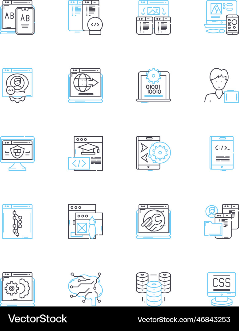 Rapid prototyping linear icons set innovation Vector Image