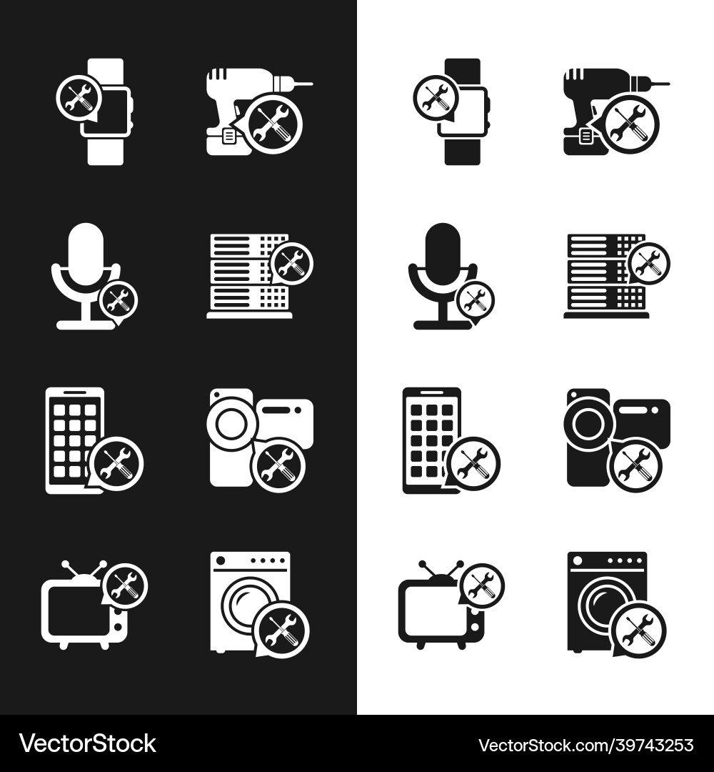 Set database server service microphone Set database server service microphone vector image