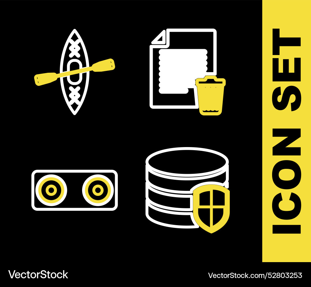 Set line delete file document database protection vector image