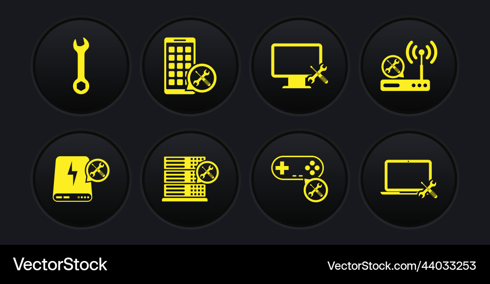 Set power bank service router wi-fi database Set power bank service router wi-fi database vector image