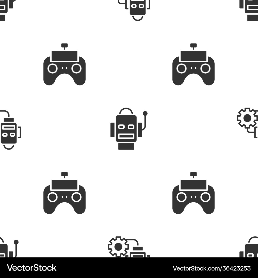 Set robot setting and remote control on seamless Set robot setting and remote control on seamless vector image