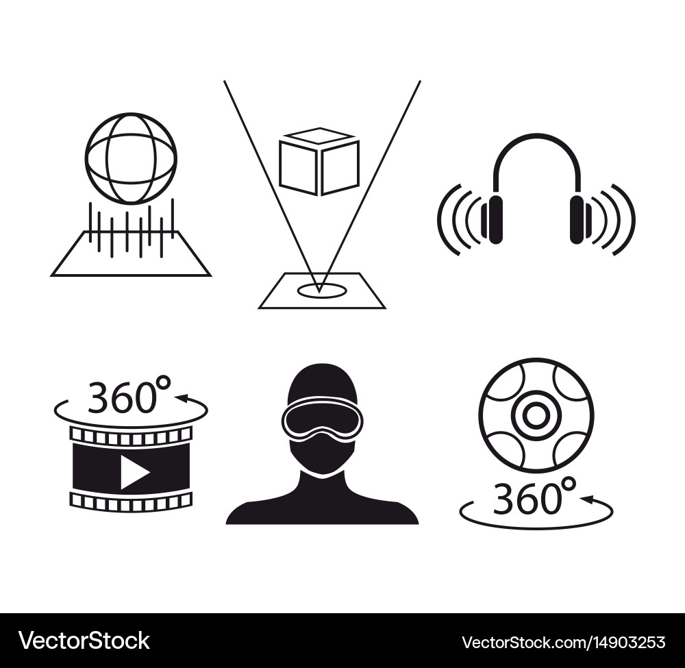 Set virtual reality game digital tech Vector Image
