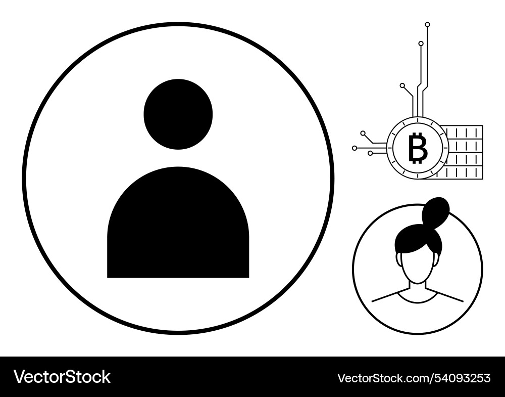 Simplistic user icons with bitcoin cryptocurrency Simplistic user icons with bitcoin cryptocurrency vector image