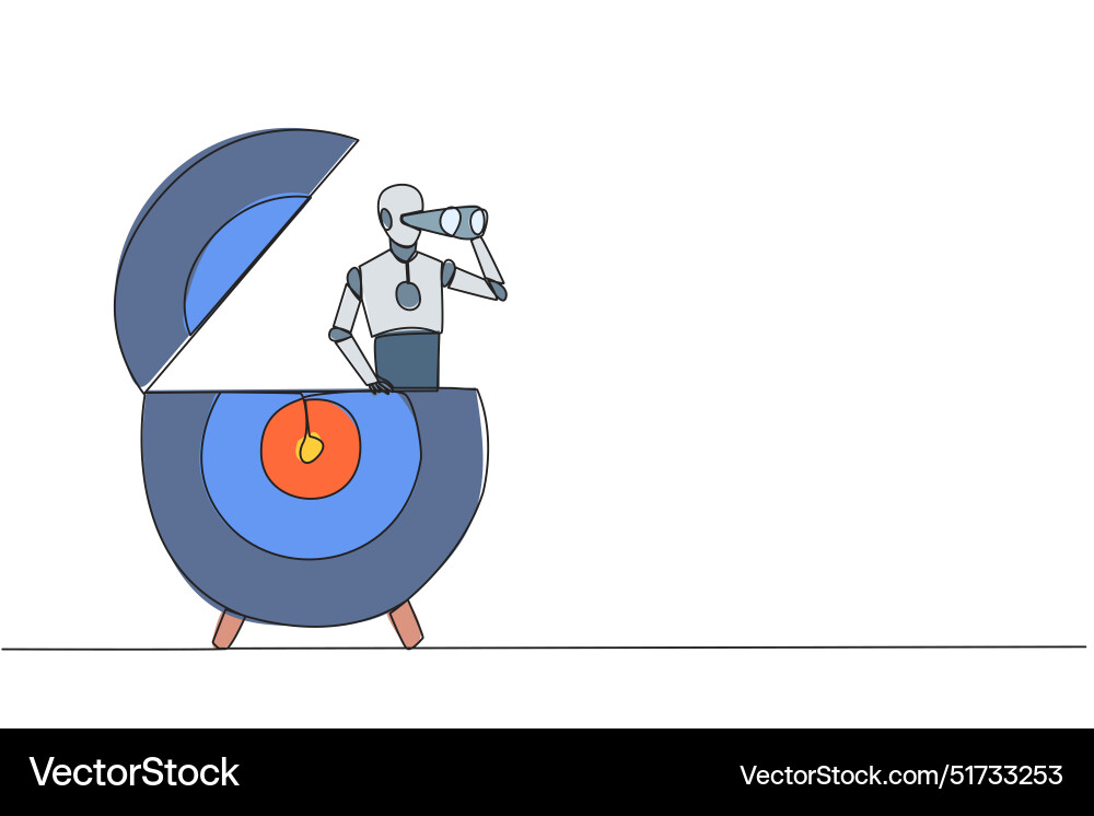 Single continuous line drawing smart robot Single continuous line drawing smart robot vector image