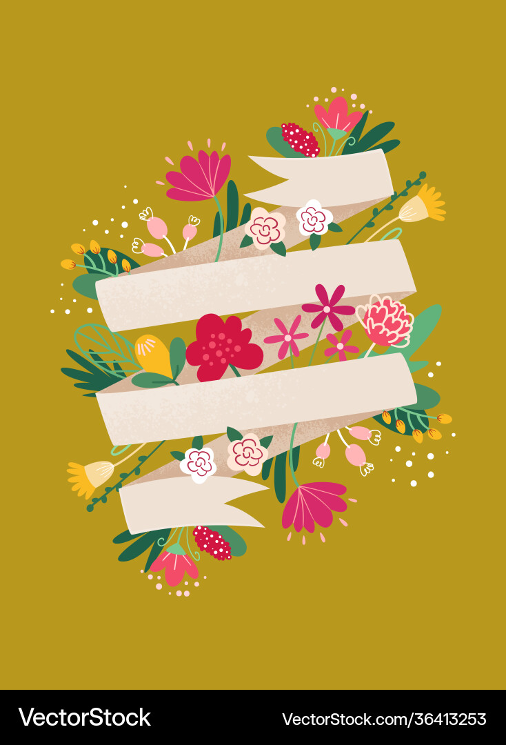 Spring greeting card template with ribbon for text Spring greeting card template with ribbon for text Vector Image