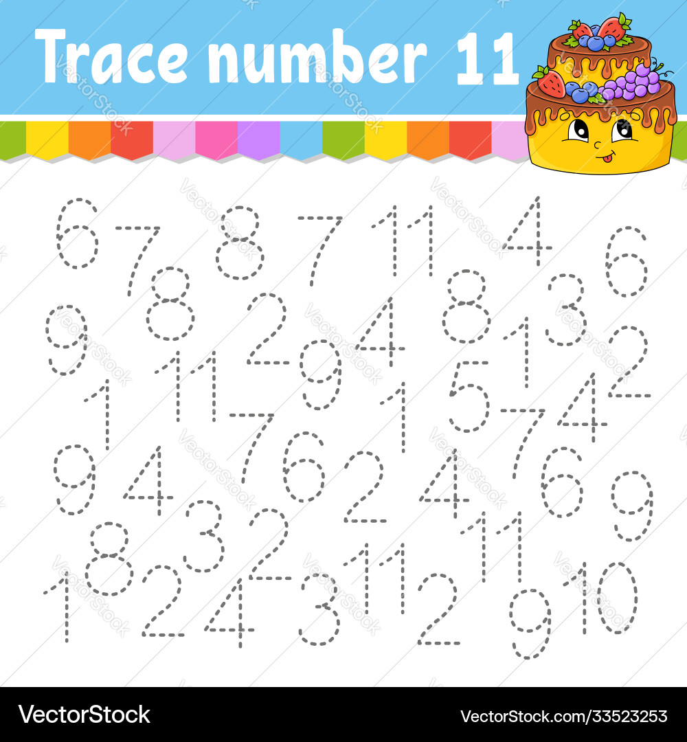 Trace number handwriting practice learning Trace number handwriting practice learning vector image
