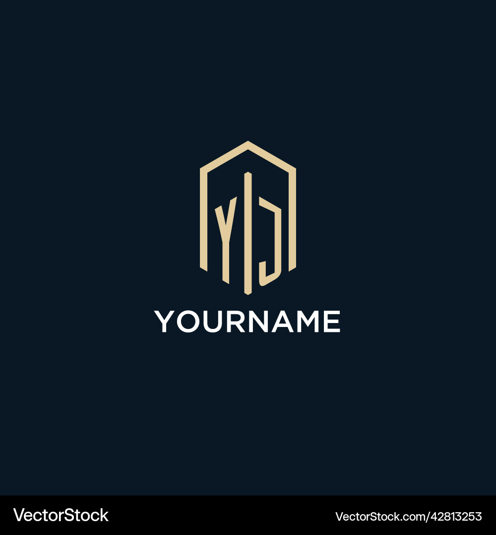 Yj initial monogram logo with hexagonal shape Vector Image