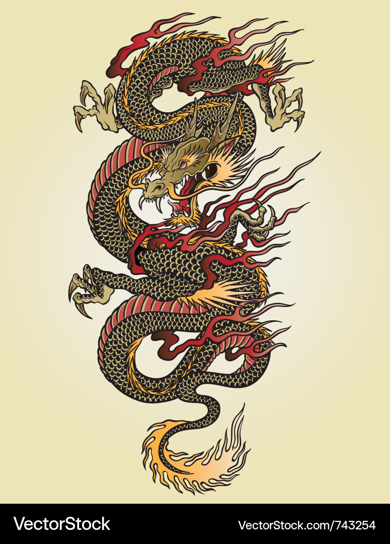 Asian Dragon Tattoo Artwork vector image