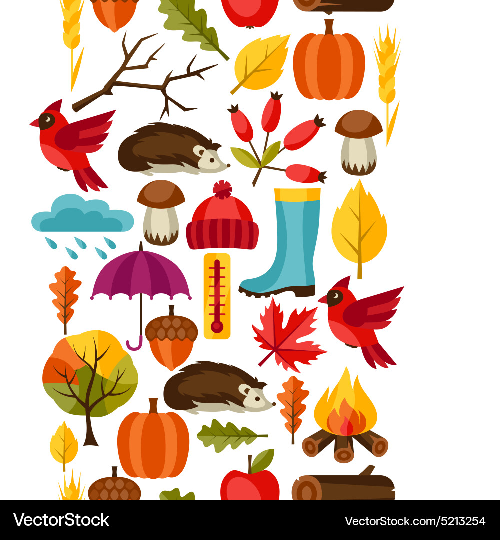 Autumn Icons Pattern vector image