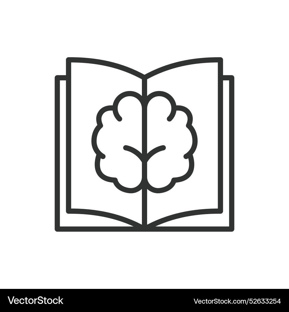 Brain book in line design knowledge Brain book in line design knowledge vector image