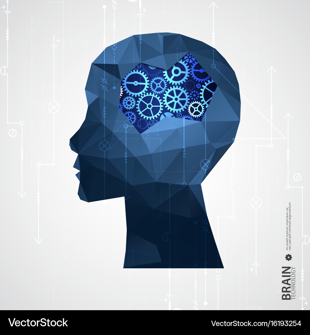 Creative brain concept background with triangular Vector Image