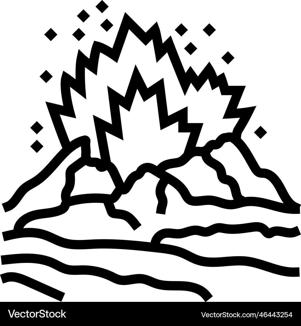 Dangerous exploding volcano line icon Vector Image