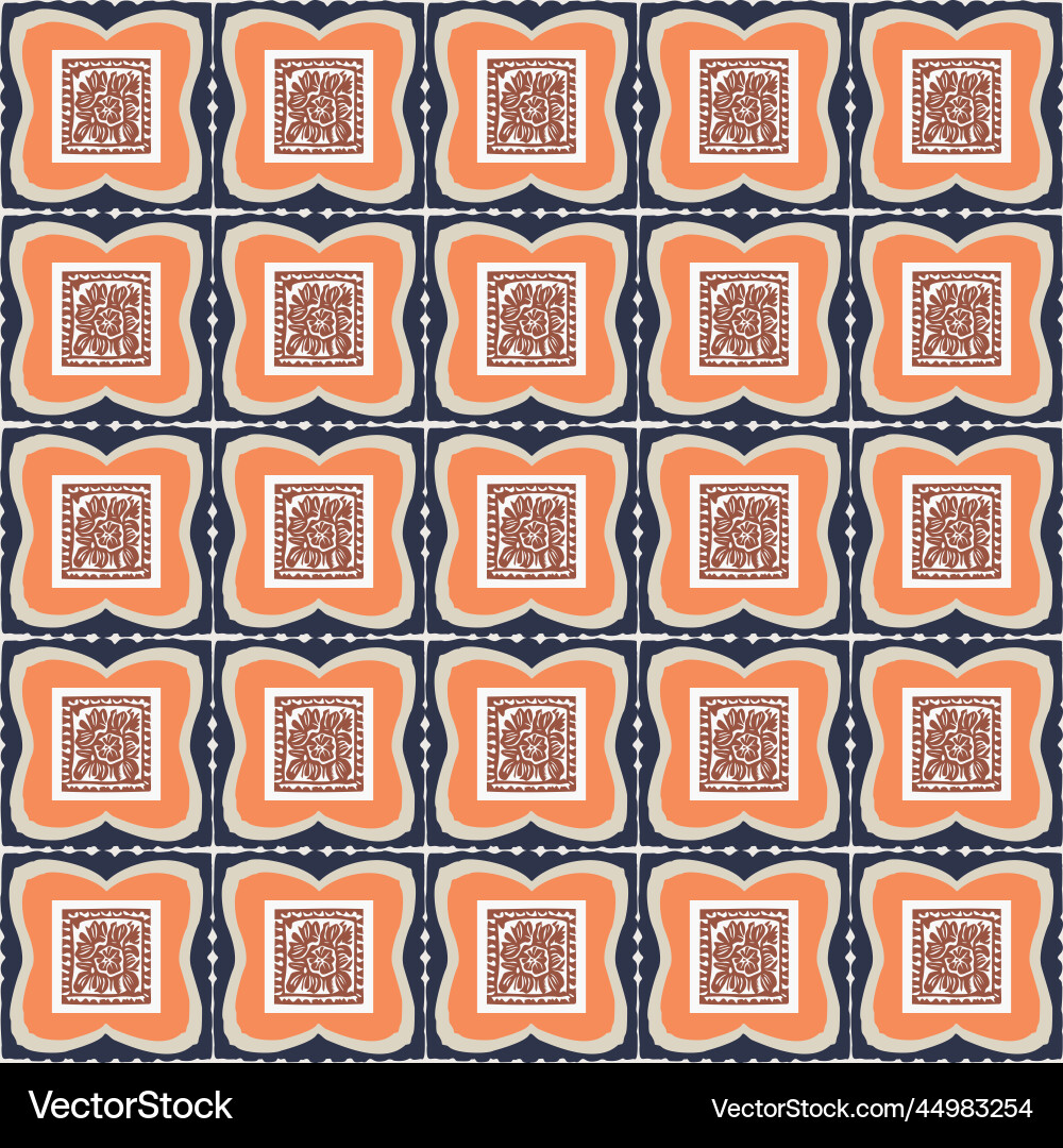 Hand drawn retro block print seamless pattern Hand drawn retro block print seamless pattern vector image