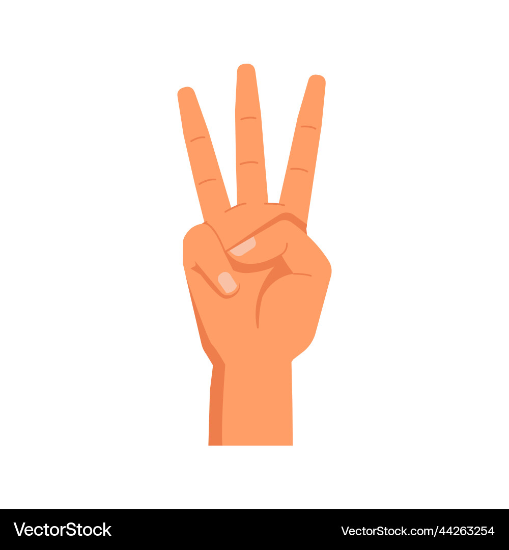 Hand gesture showing number three Hand gesture showing number three vector image