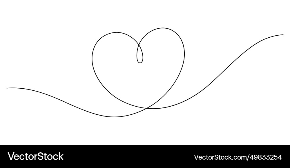 Heart shape continuous thin line drawing vector image