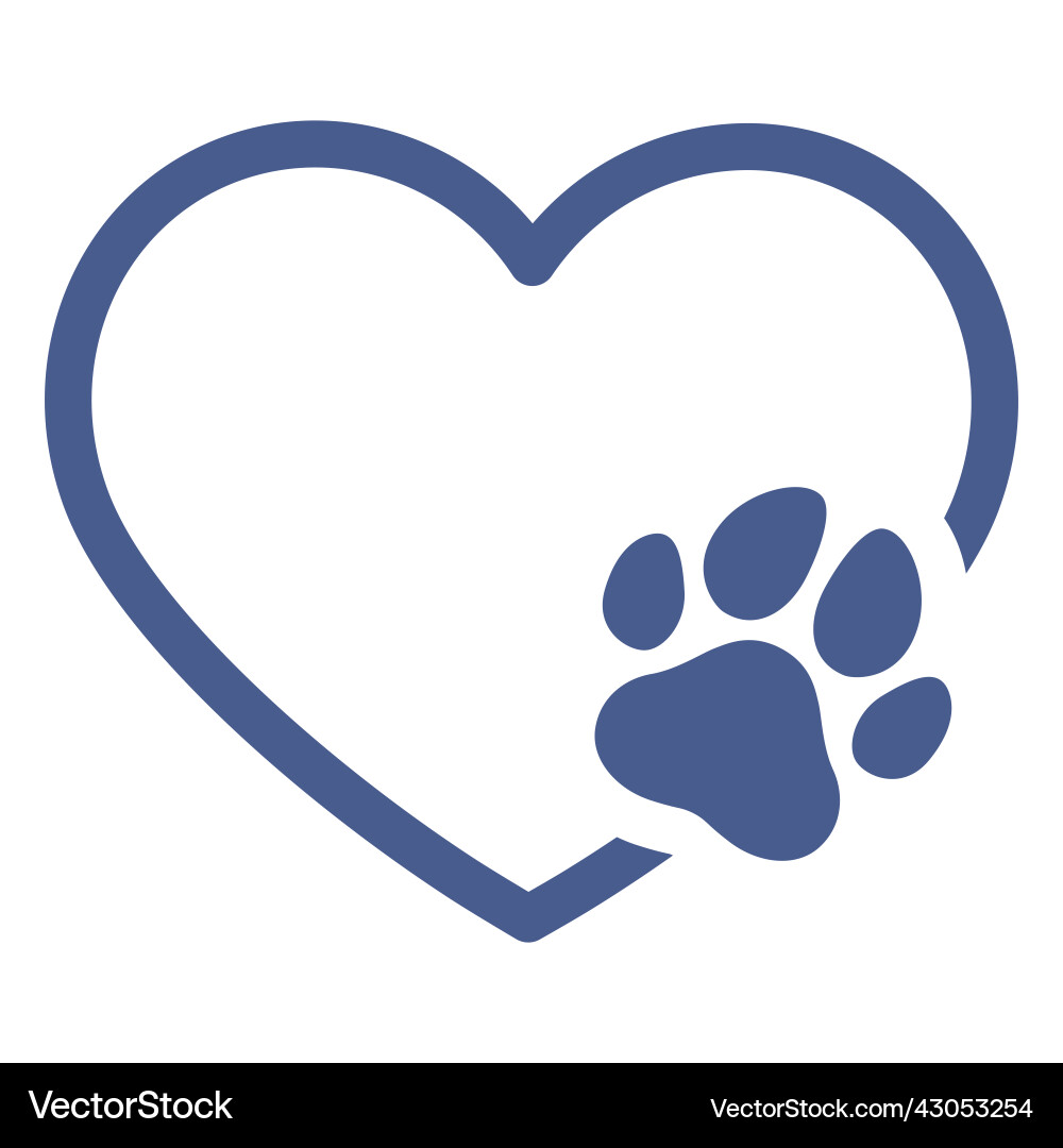 Heart with Dog Paw Print vector image