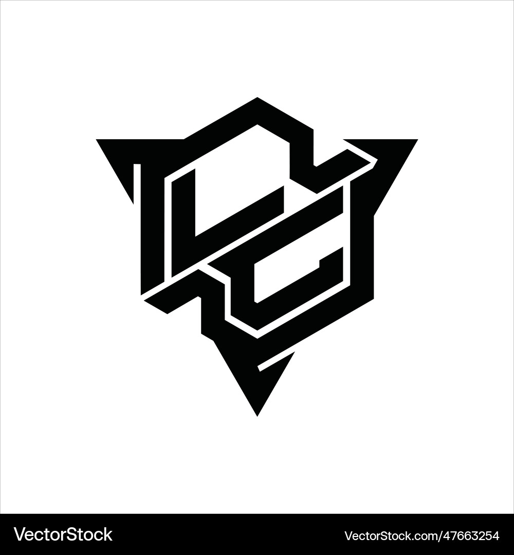 Lc logo monogram hexagon shape with triangle Vector Image