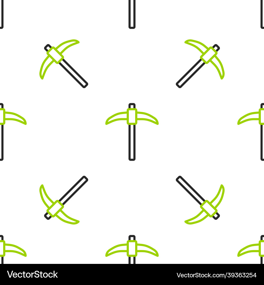 Line pickaxe icon isolated seamless pattern Line pickaxe icon isolated seamless pattern Vector Image