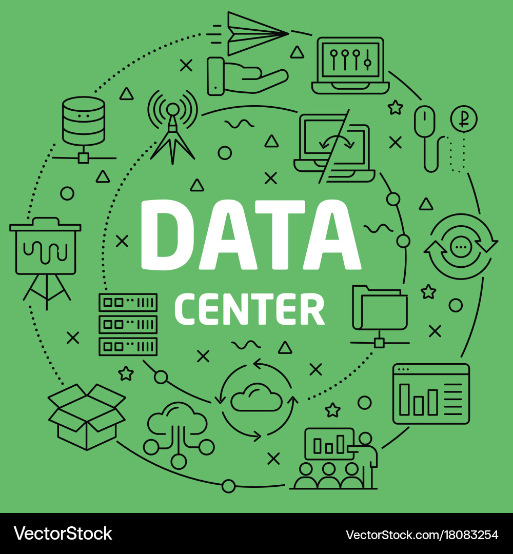 Linear data center vector image