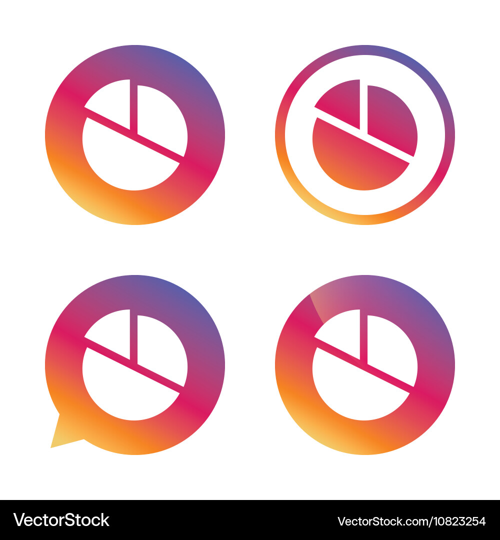 Pie chart graph sign icon diagram button Vector Image