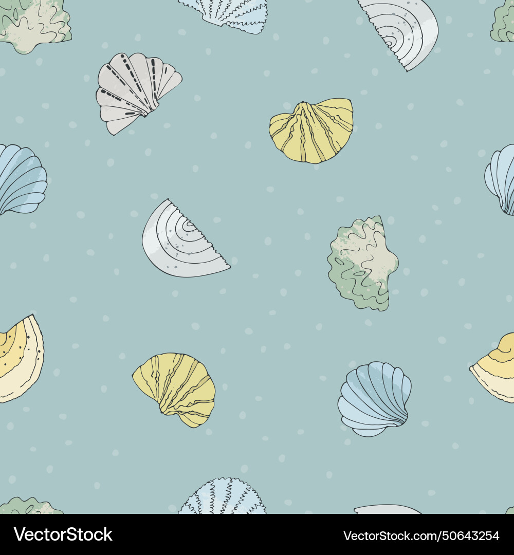 Seamless pattern with hand drawn shells sands Vector Image
