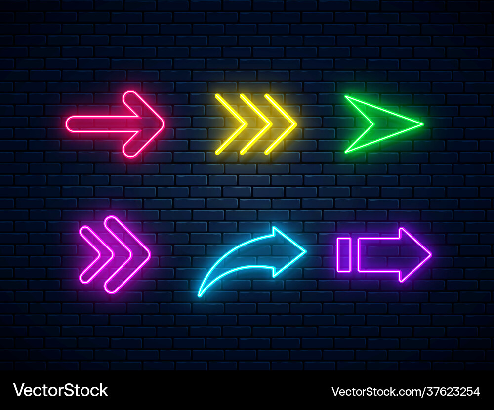 Set colorful neon arrows web icons arrow Vector Image