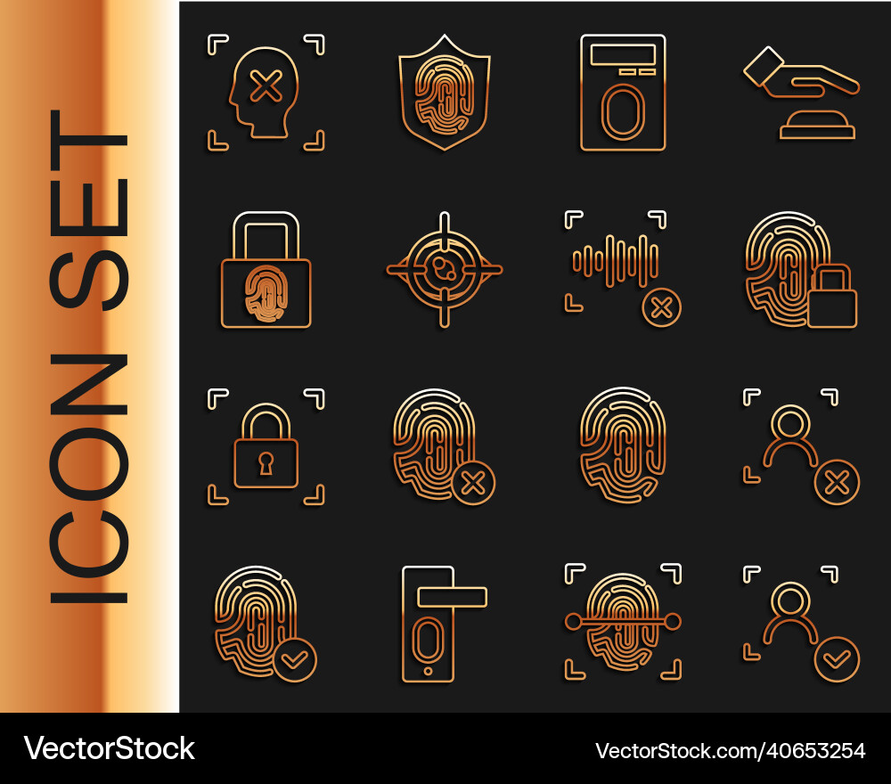 Set line face recognition rejection Set line face recognition rejection Vector Image
