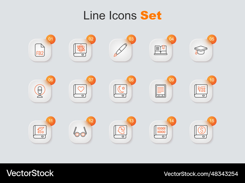 Set line financial book books about programming Set line financial book books about programming vector image