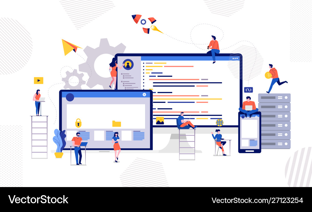 Software Developers Collaboration Vector Image