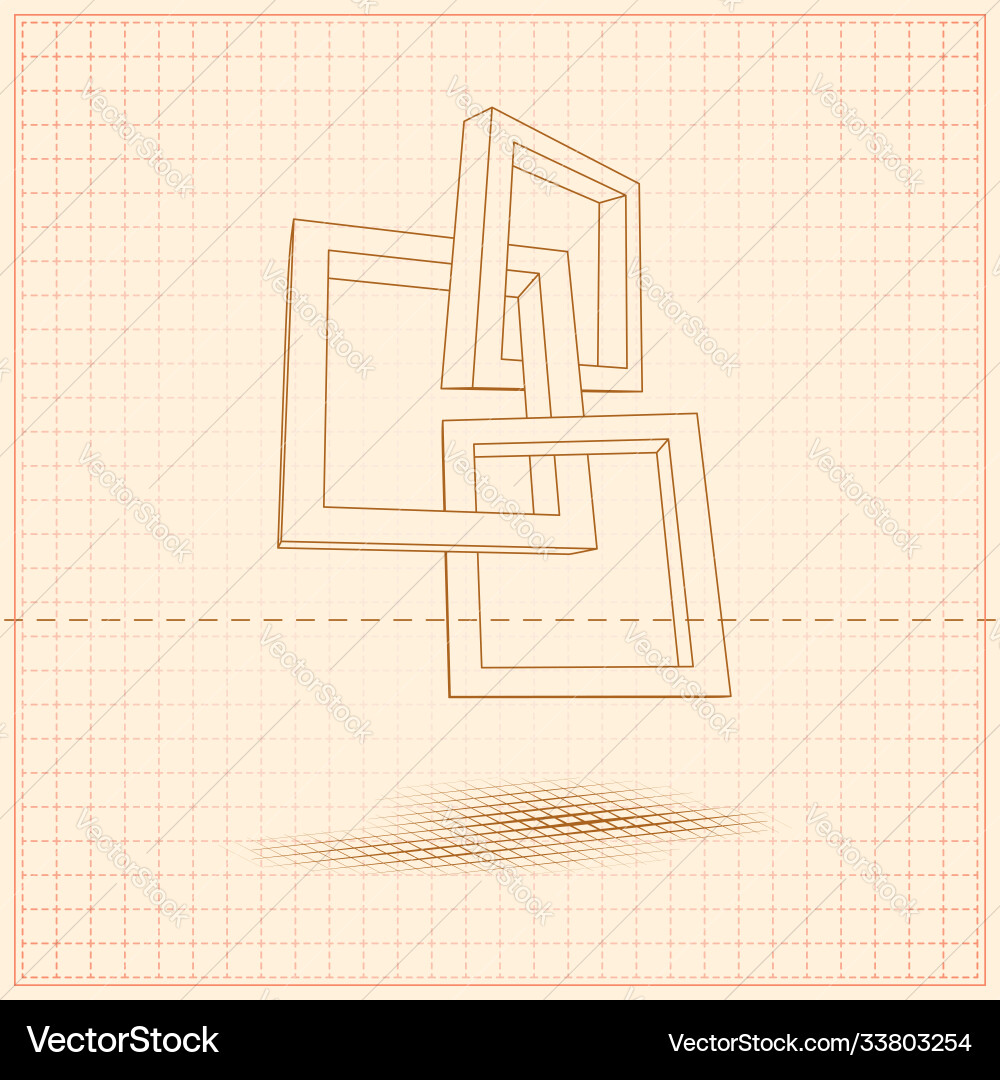 Three rectangular 3d frames blueprint Three rectangular 3d frames blueprint Vector Image