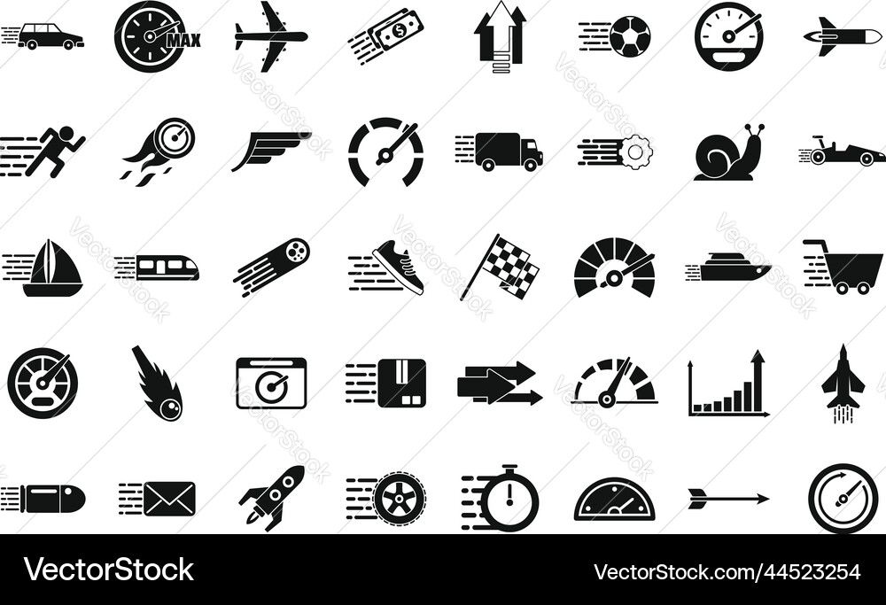 Velocity icons set simple efficient Vector Image