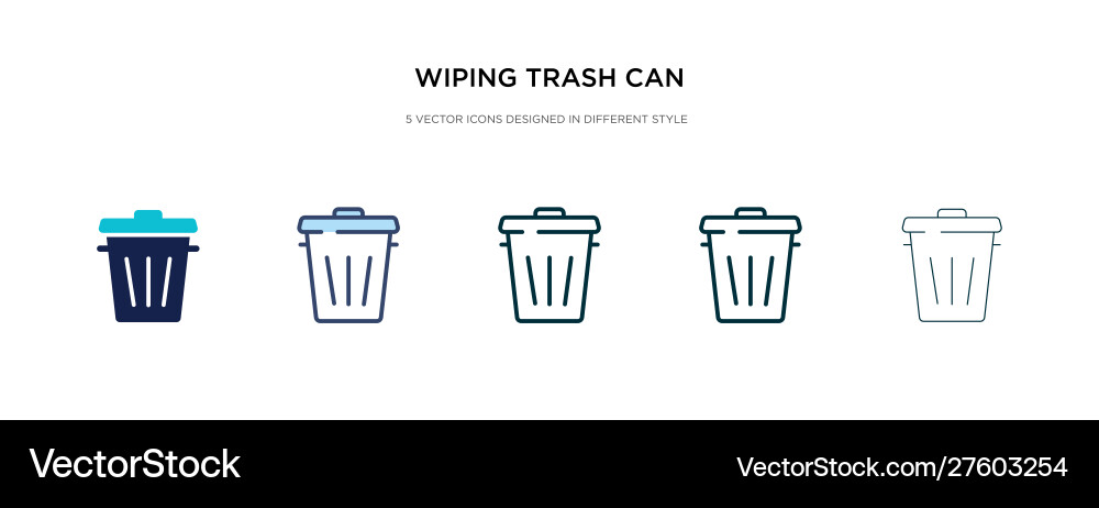 Wiping trash can icon in different style two vector image